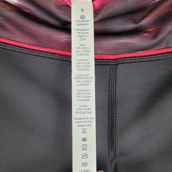 Lululemon Size 4 Pace Rival Crop Leggings Black Pigment Wind Berry Rumble Multi - Picture 12 of 12